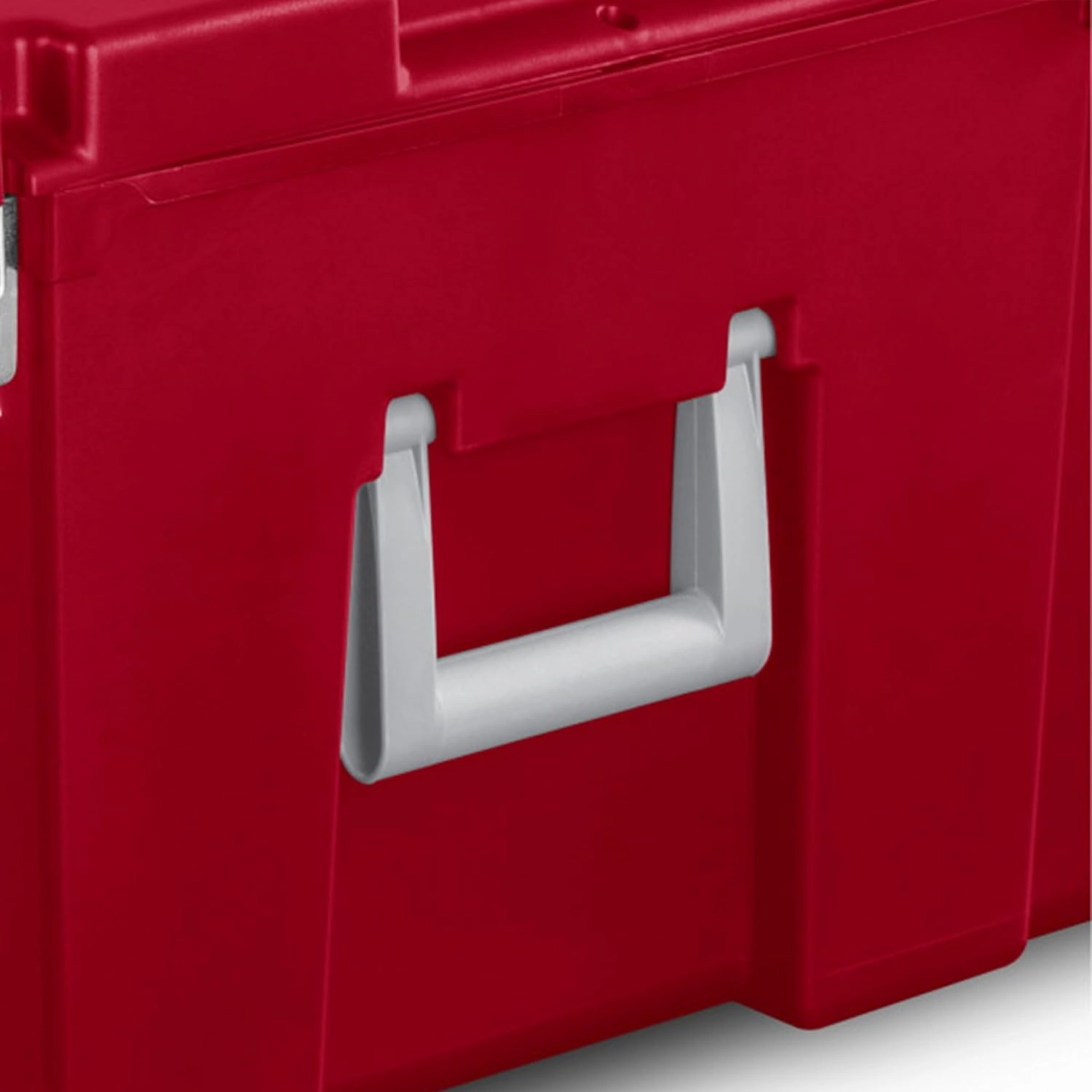 Sterilite 2 Pack Wheeled Footlocker, Lockable Plastic Utility Storage Container, Red