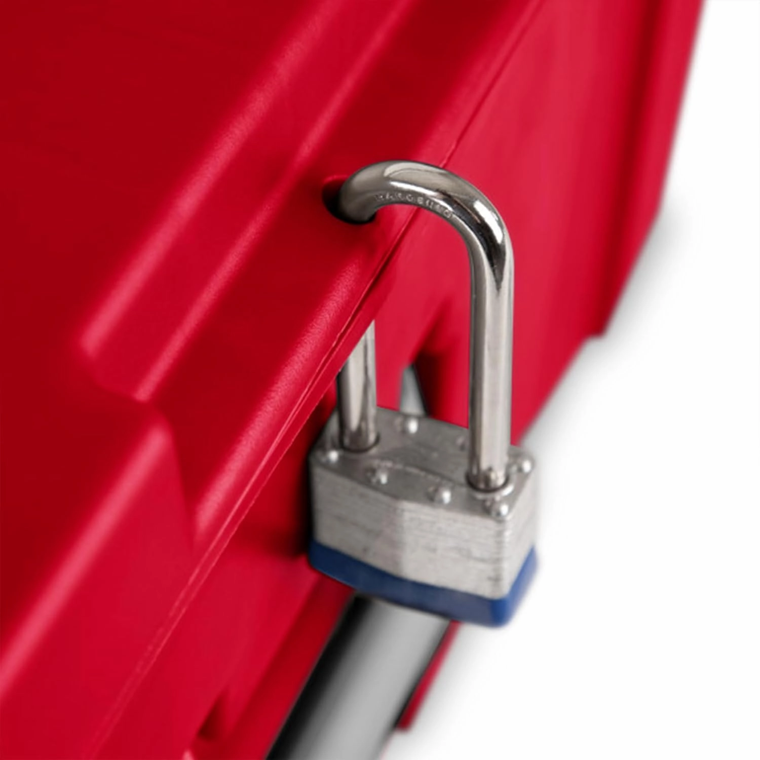 Sterilite 2 Pack Wheeled Footlocker, Lockable Plastic Utility Storage Container, Red