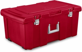 Sterilite 2 Pack Wheeled Footlocker, Lockable Plastic Utility Storage Container, Red