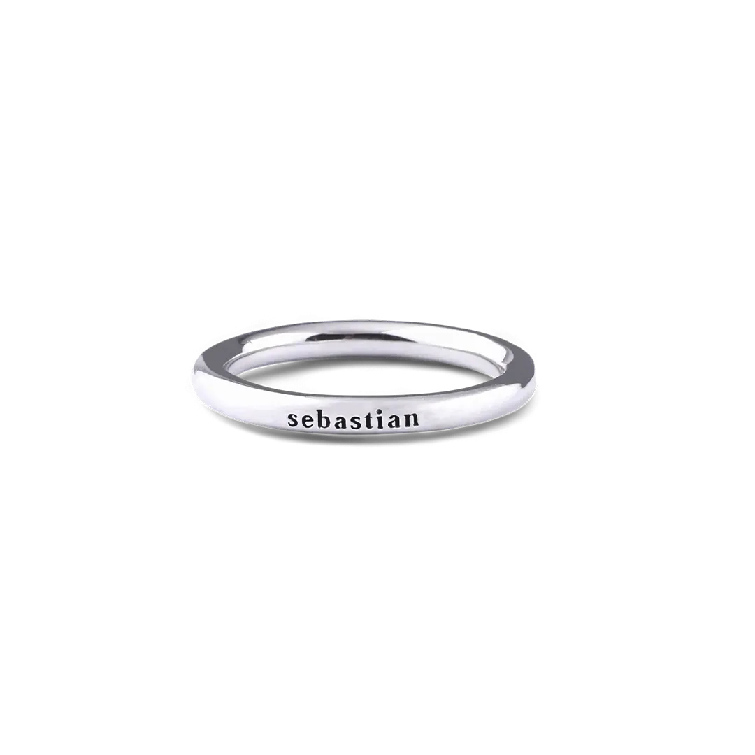 Sterling Silver Stamped Stackable Name Ring