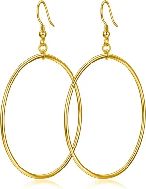 Sterling Silver/Rose Gold/Gold Plated Large Hoop Earrings Circle Dangle Drop Earrings for Women 40 50 60mm