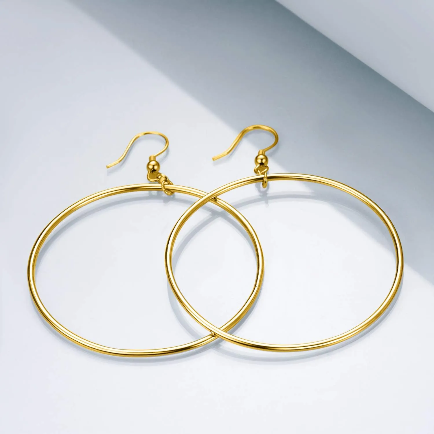 Sterling Silver/Rose Gold/Gold Plated Large Hoop Earrings Circle Dangle Drop Earrings for Women 40 50 60mm