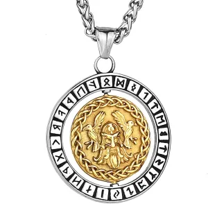 Street Fashion Hip Hop Style Viking Nordic Raytheon Rune Rotating Men's Fashion Stainless Steel Pendant Necklace Chain