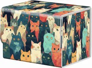 Strong Magnet Case Mtg Magic Deck Box Tcg Up to 200 Cards Creative Pattern Trading Card Storage Box for Collectible Card Games, Lots Of Cute Cats In Colors