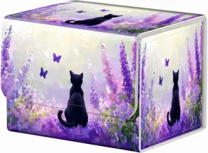 Strong Magnet MTG Demon Deck Box Playing Card Case Magic The Gathering Commander Deck Box Creative Pattern Trading Card Storage Box for Collectible Games, Cat Purple Lavender Butterfly