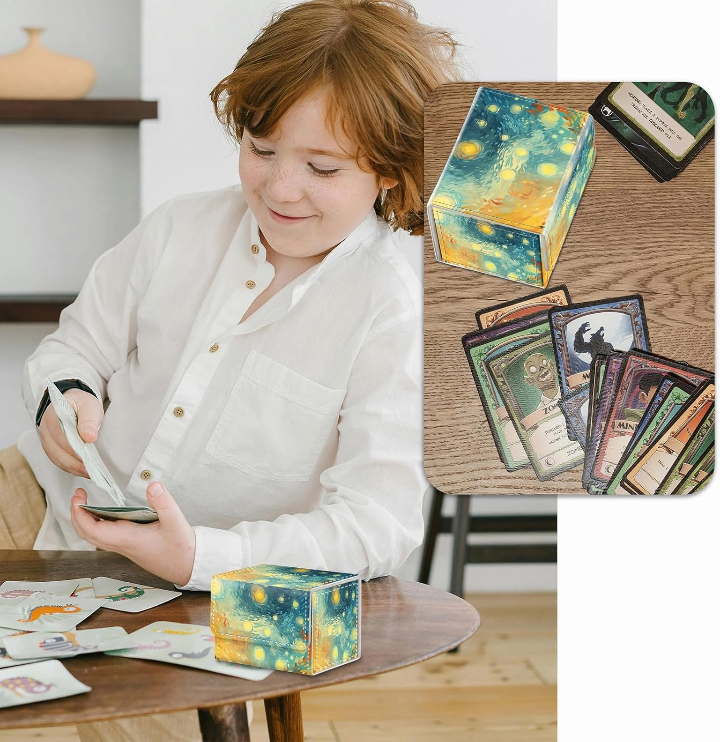 Strong Magnet Card Case Deck Box Mtg Card Box Playing Card Box Magic Deck Box Tcg Up to 200 Cards Creative Pattern Trading Card Storage Box for Collectible Card Games, Starry Sky And Light Shining