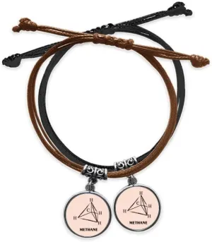 Structural Chemistry Methane Bracelet Double Leather Rope Wristband Couple Set Gift