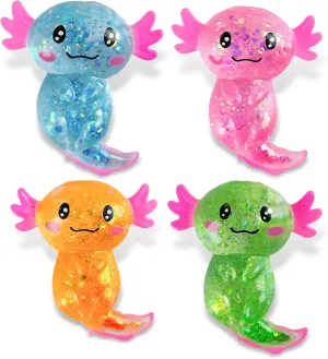 Sugar Ball Stress Relief Squeeze Toys - Fun Sensory Fidget Toys Perfect Party Favors, Gifts, and Relaxation Toys for Kids and Adults (4 Set Axolotl)