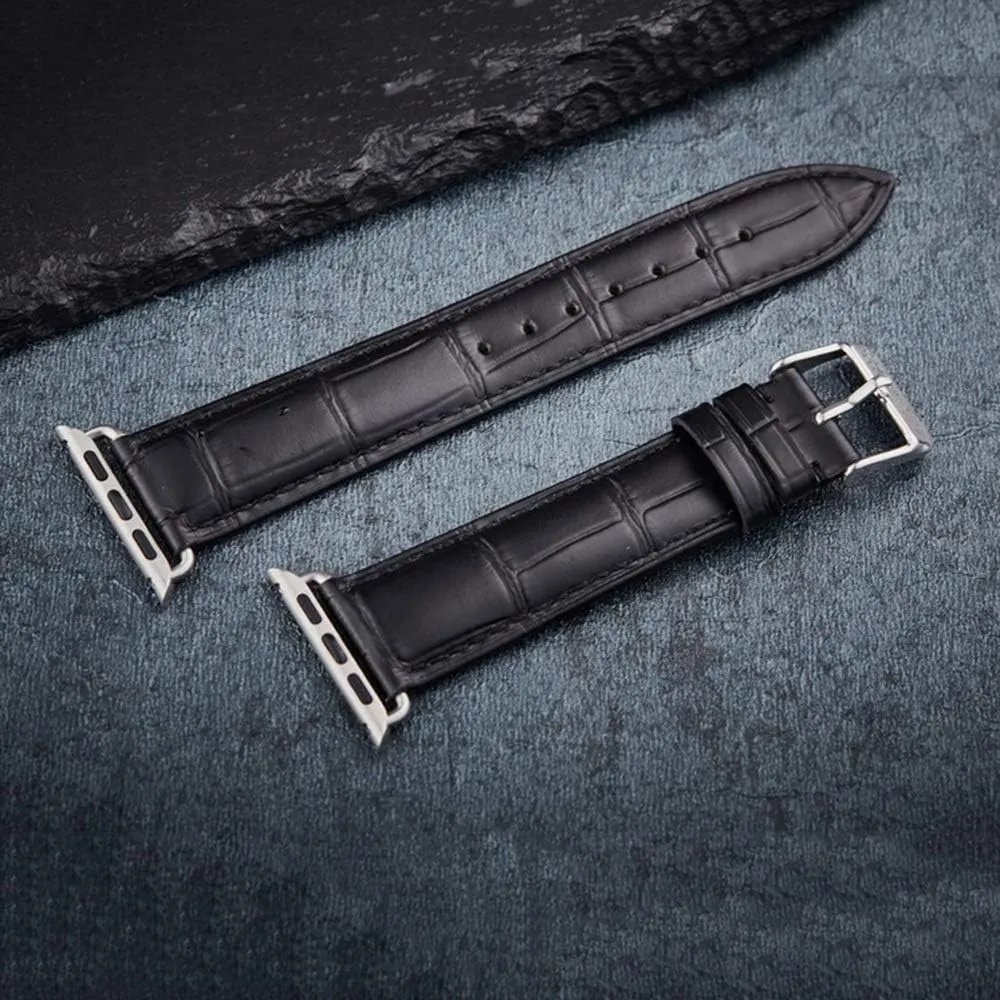 Suitable for Apple Apple Watch Leather Strap Stainless Steel Buckle Cowhide Strap Watch Accessories
