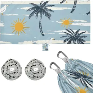 Summer Palm Trees Blue Stripe Outdoor Hammock Indoor Hammock for Outside Beach Patio Garden
