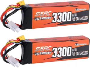 SUNPADOW 4S FPV Lipo Battery 3300mAh 14.8V 100C Soft Pack with XT60 Connector Rechargeable for RC FPV Quadcopter Airplane Helicopter Airplane Drone(2 Count)