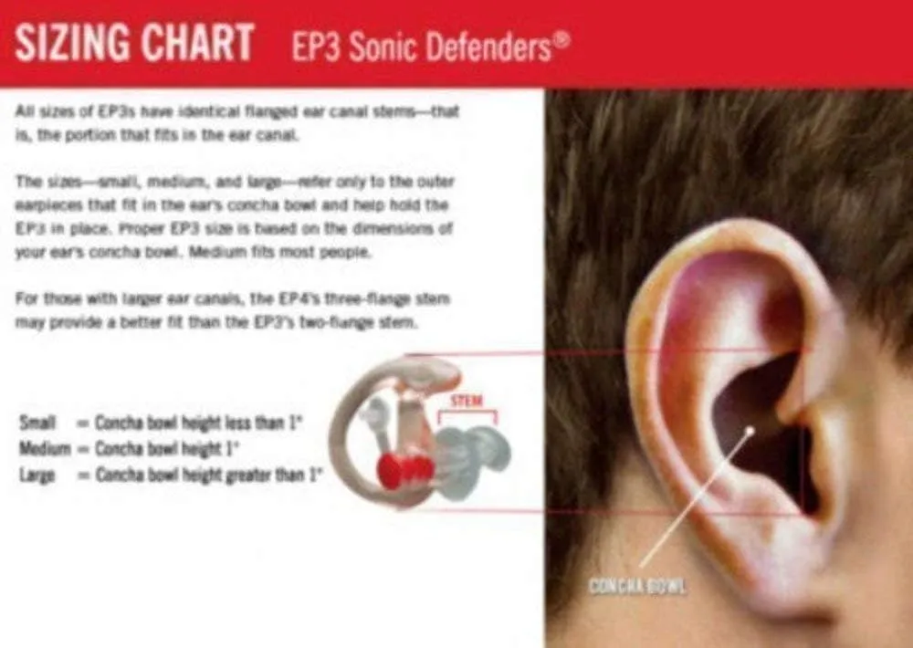 SureFire EP3 Sonic Defenders Filtered Earplugs, Double Flanged Design, Reusable