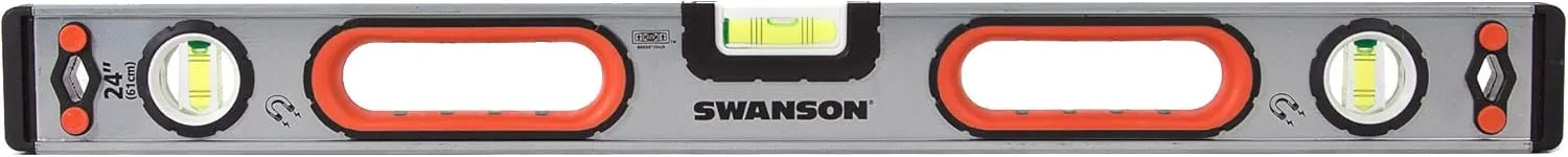 Swanson Tool Co SWIBX24M 24 inch Magnetic Heavy Duty Aluminum Frame iBox Level with 3 Block Vials for 0°/90°/45° Measurements