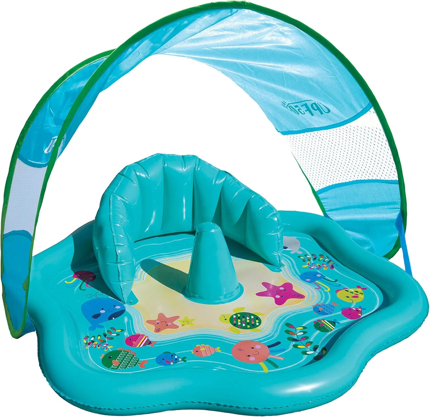 SwimSchool Infant Baby Pool Floats, Free Swimming, Super Buoyant – Ages 6-24 Months – Multiple Colors/Styles – Adjustable Canopies and Seats, Splash & Play Baby Floaties