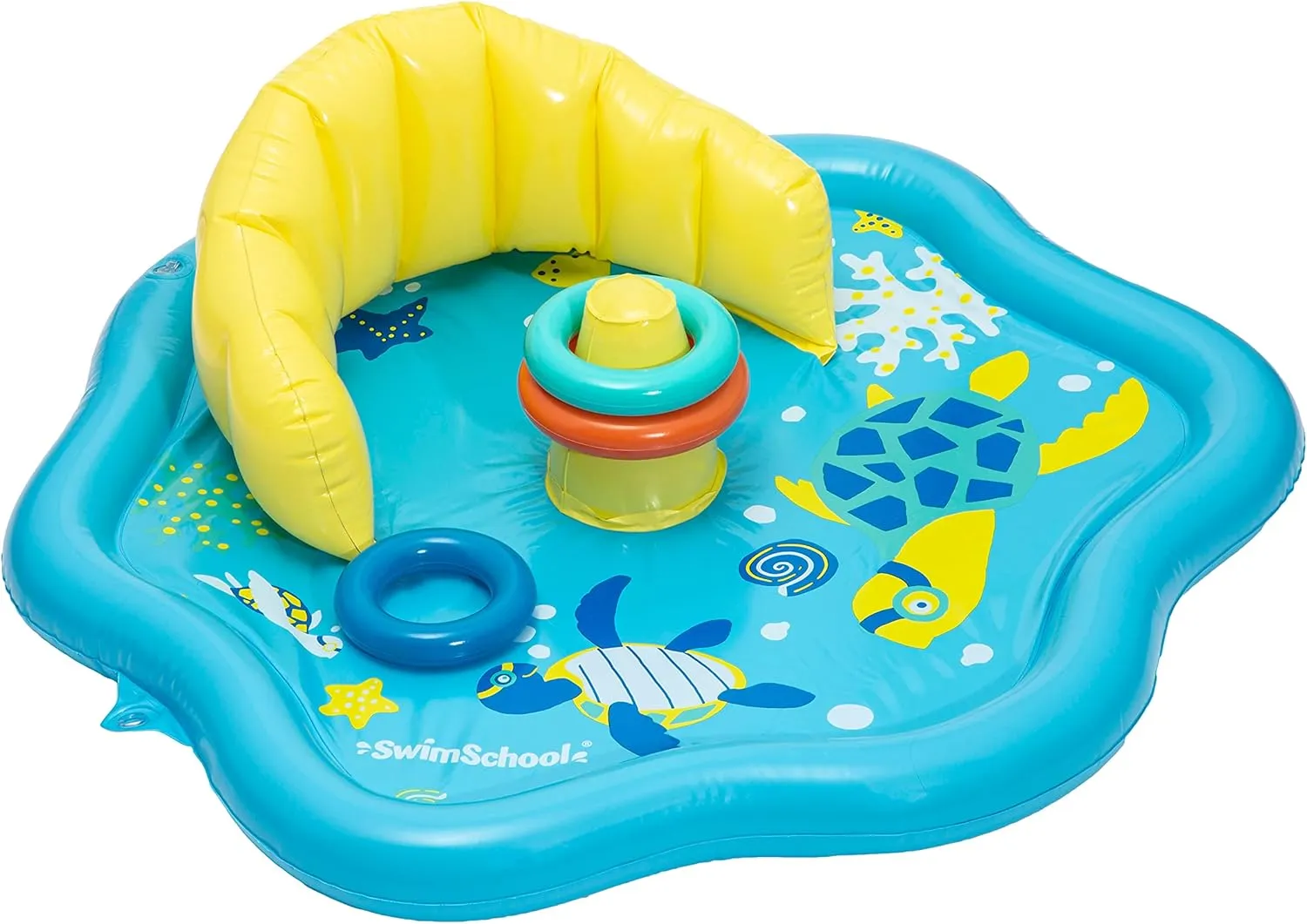 SwimSchool Infant Baby Pool Floats, Free Swimming, Super Buoyant – Ages 6-24 Months – Multiple Colors/Styles – Adjustable Canopies and Seats, Splash & Play Baby Floaties