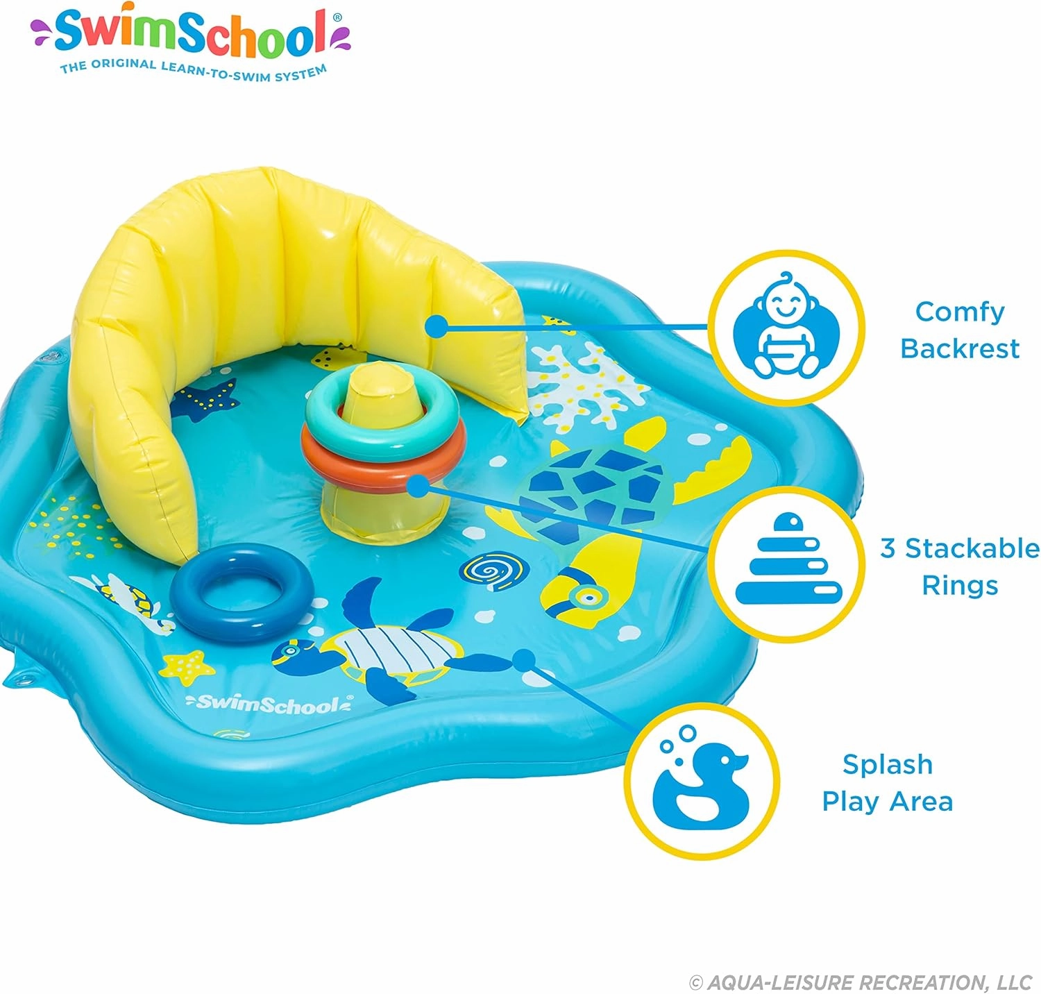 SwimSchool Infant Baby Pool Floats, Free Swimming, Super Buoyant – Ages 6-24 Months – Multiple Colors/Styles – Adjustable Canopies and Seats, Splash & Play Baby Floaties