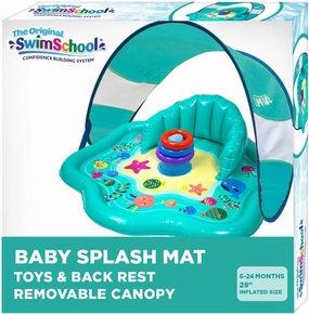SwimSchool Infant Baby Pool Floats, Free Swimming, Super Buoyant – Ages 6-24 Months – Multiple Colors/Styles – Adjustable Canopies and Seats, Splash & Play Baby Floaties
