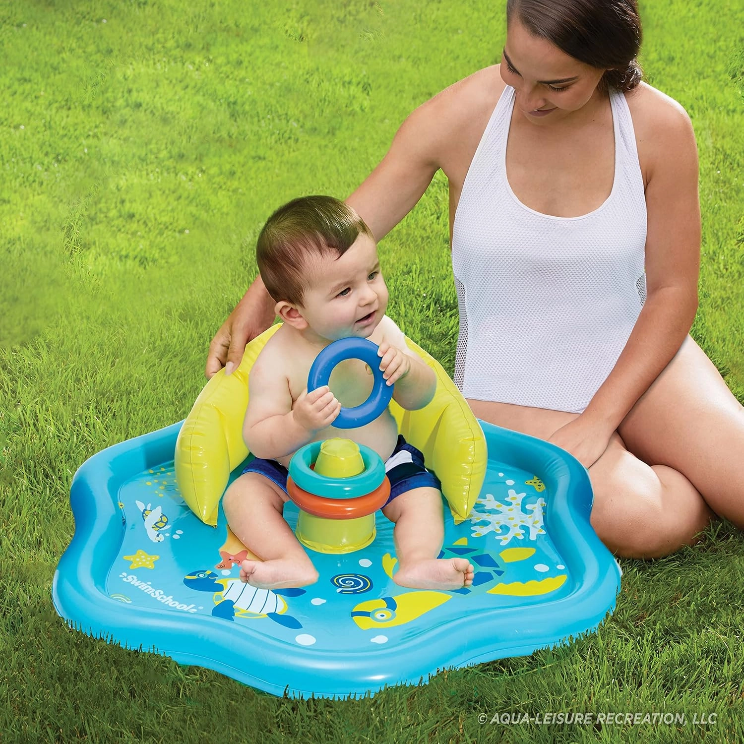 SwimSchool Infant Baby Pool Floats, Free Swimming, Super Buoyant – Ages 6-24 Months – Multiple Colors/Styles – Adjustable Canopies and Seats, Splash & Play Baby Floaties