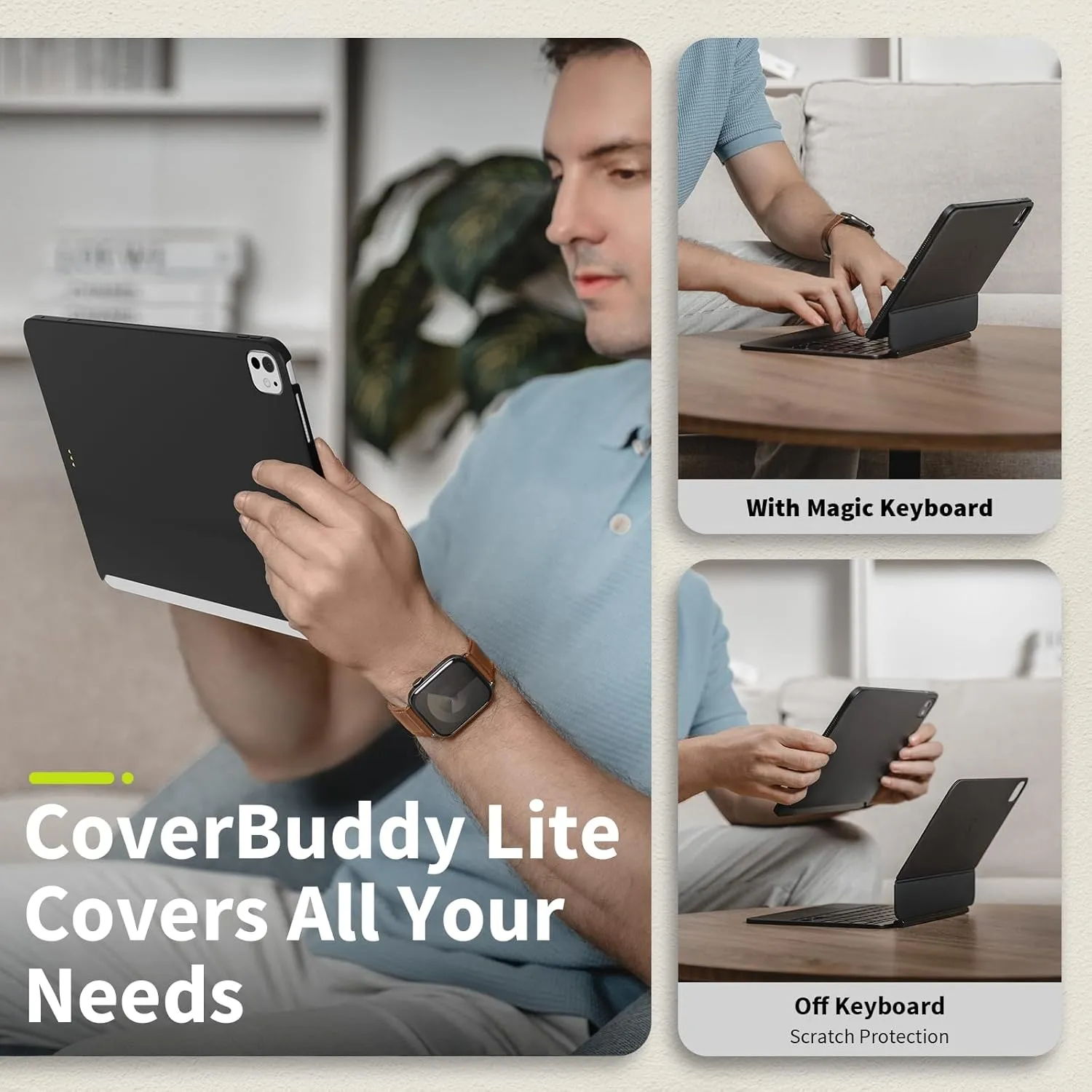 SwitchEasy CoverBuddy Lite for M2 iPad Air 11" (2024) - Case Compatible with Magic Keyboard, for People Who Don't Use Stylus Pencil - Black (1.2)