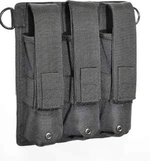 Tactical Hardwear UMP / MP5 SMG Triple Magazine Pouch - Black - Adjustable Anti-Release Flap for Secure Retention - Hook and Loop Attached - Tactical Gear and Accessories