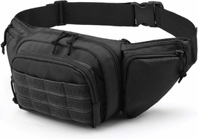 Tactical Fanny Pack with Gun Holster - Adjustable Concealed Carry Waist Bag for Men, Zippered Pockets Durable Nylon Hip Pouch for Outdoor Running Hunting Travel Workout Everyday Use (Black)(Black)
