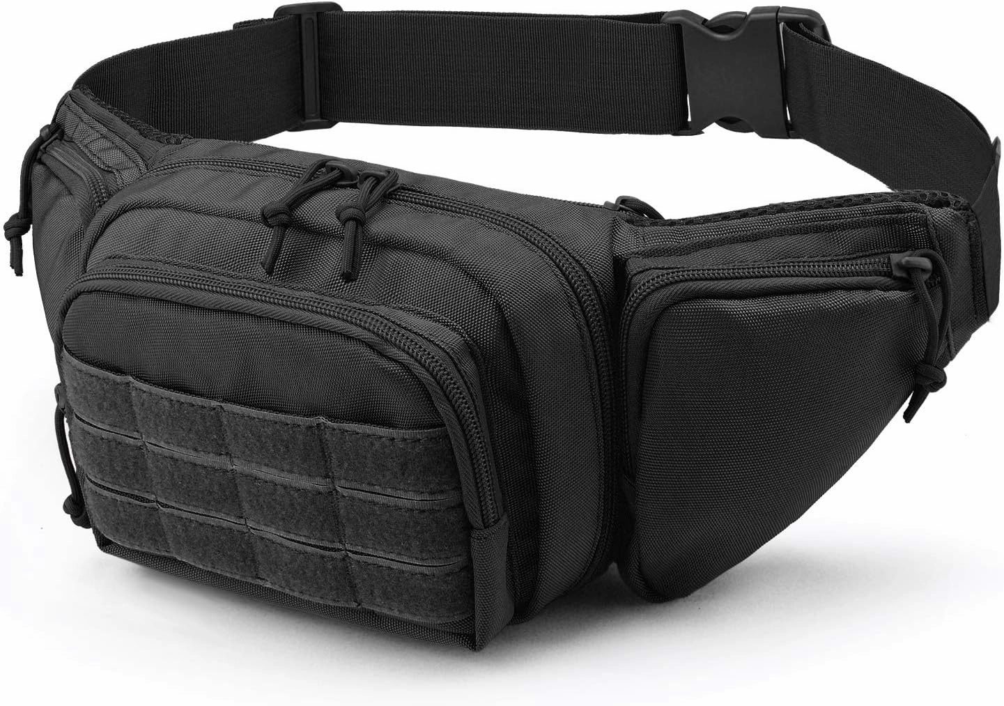 Tactical Fanny Pack with Gun Holster - Adjustable Concealed Carry Waist Bag for Men, Zippered Pockets Durable Nylon Hip Pouch for Outdoor Running Hunting Travel Workout Everyday Use (Black)(Black)