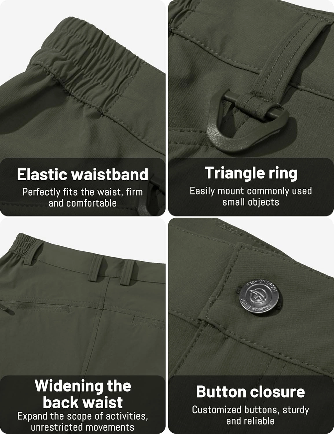 TACVASEN Men's Lightweight Hiking Tactical Pants Waterproof Quick Dry Cargo Work Rain Outdoor Pants 8 Pockets