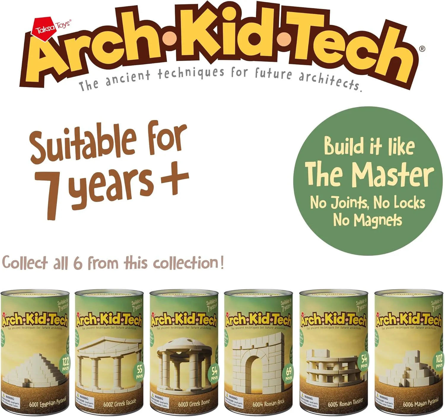 Taksa Toys Ancient Roman Arch Stem Toys Premium Educational Stackable Building Blocks, for Kids Ages 7 8 9 10  Years Old, Indoor Architectural Kit Construction Games, Montessori Children Toys 69 Pcs