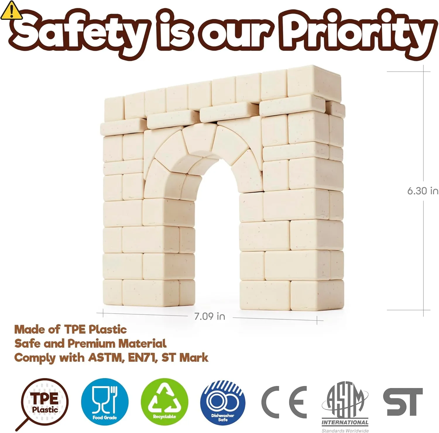 Taksa Toys Ancient Roman Arch Stem Toys Premium Educational Stackable Building Blocks, for Kids Ages 7 8 9 10  Years Old, Indoor Architectural Kit Construction Games, Montessori Children Toys 69 Pcs