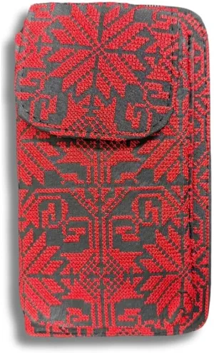Tatreez Wallet with Button and Zipper – Traditional Palestinian Embroidered Wallet for Women – Dual Closure Purse with Cultural Tatreez Pattern – Card, Cash & Coin Holder
