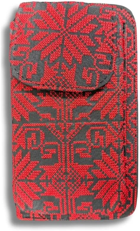 Tatreez Wallet with Button and Zipper – Traditional Palestinian Embroidered Wallet for Women – Dual Closure Purse with Cultural Tatreez Pattern – Card, Cash & Coin Holder