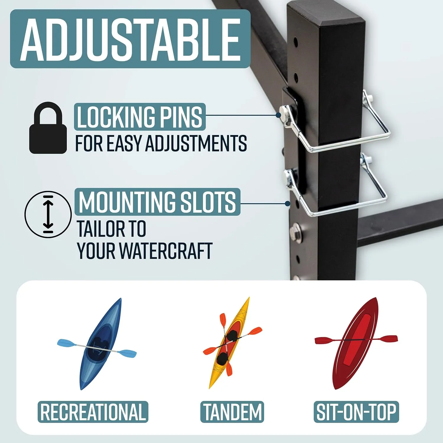 Teal Triangle Freestanding Kayak Storage Rack - Storage Rack for 2 Kayaks or Canoes - Premium Kayak Stand for Outdoor and Indoor - Adjustable Kayak Holder and Canoe Storage Stand