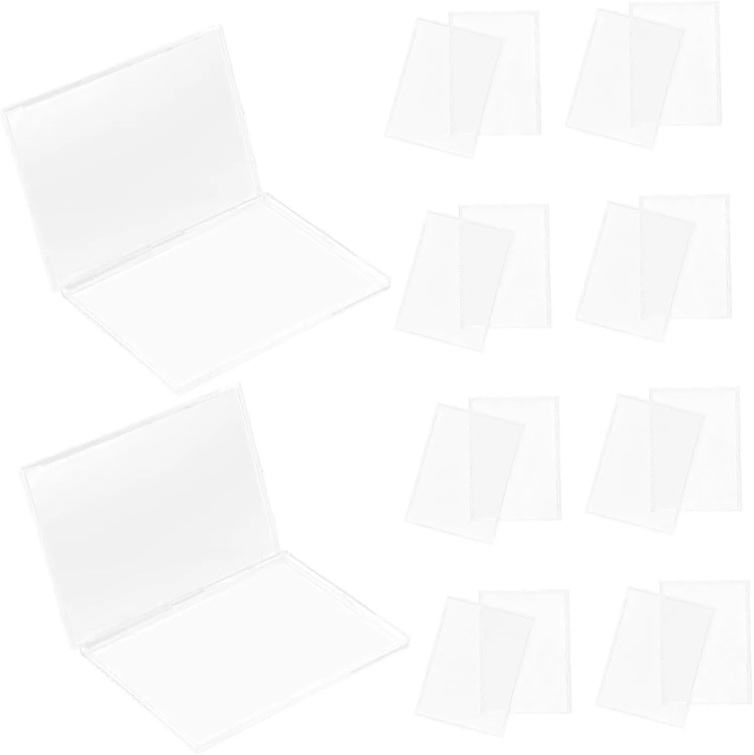 TEHAUX 40pcs Transparent Acrylic Card Holder Case Reusable Hard Sleeve for Business Cards Trading and Photos Lightweight and Compact Design for Easy Storage and Display