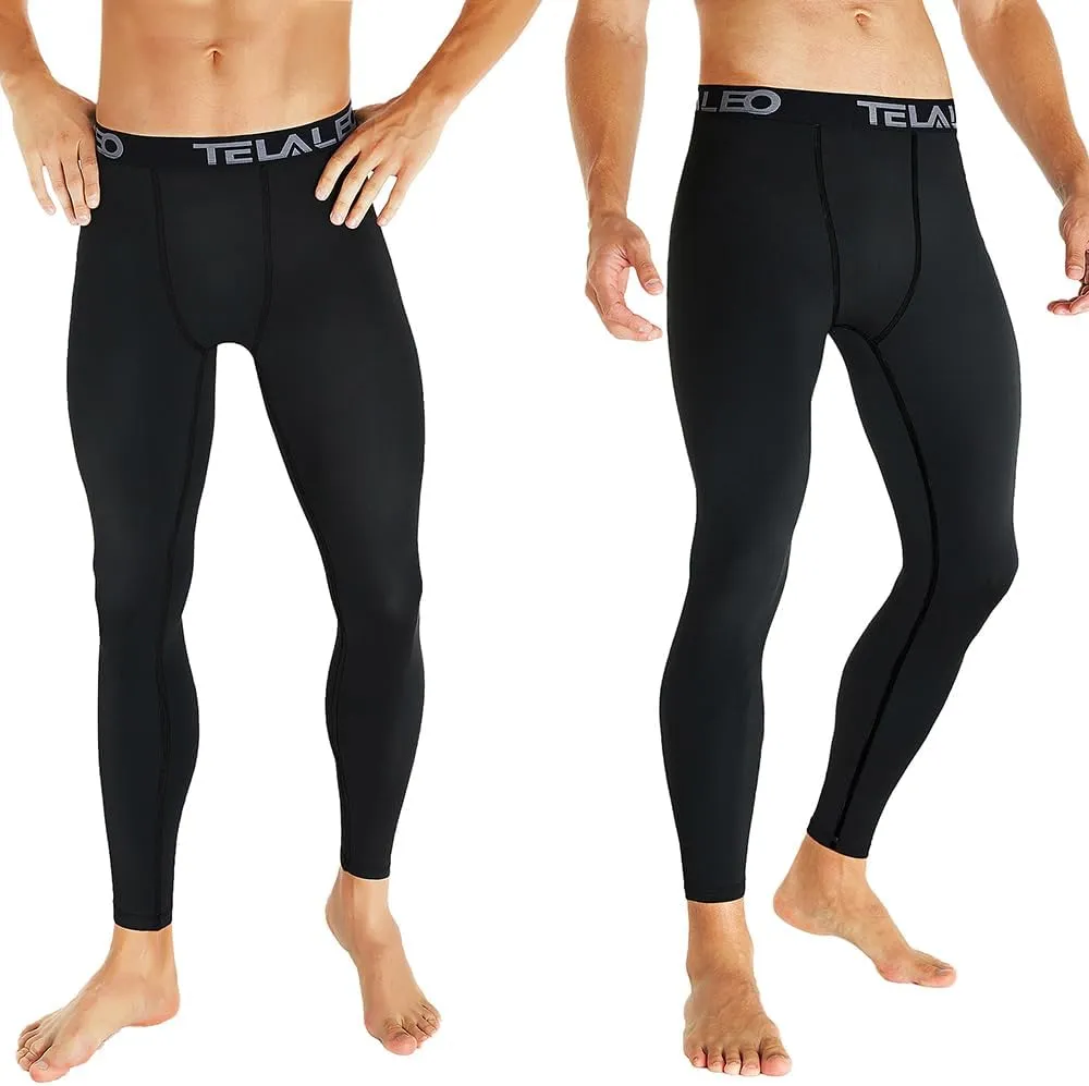 TELALEO 6 or 4 Pack Men's Compression Pants Leggings Sports Tights Performance Athletic Baselayer Workout Running