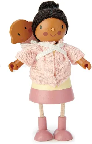 Tender Leaf Toys - Mrs. Forrester and The Baby - Detailed Wooden Doll with Flexible Arms and Legs for Dollhouse - Encourage Creative and Imaginative Play for Children - Age 3 