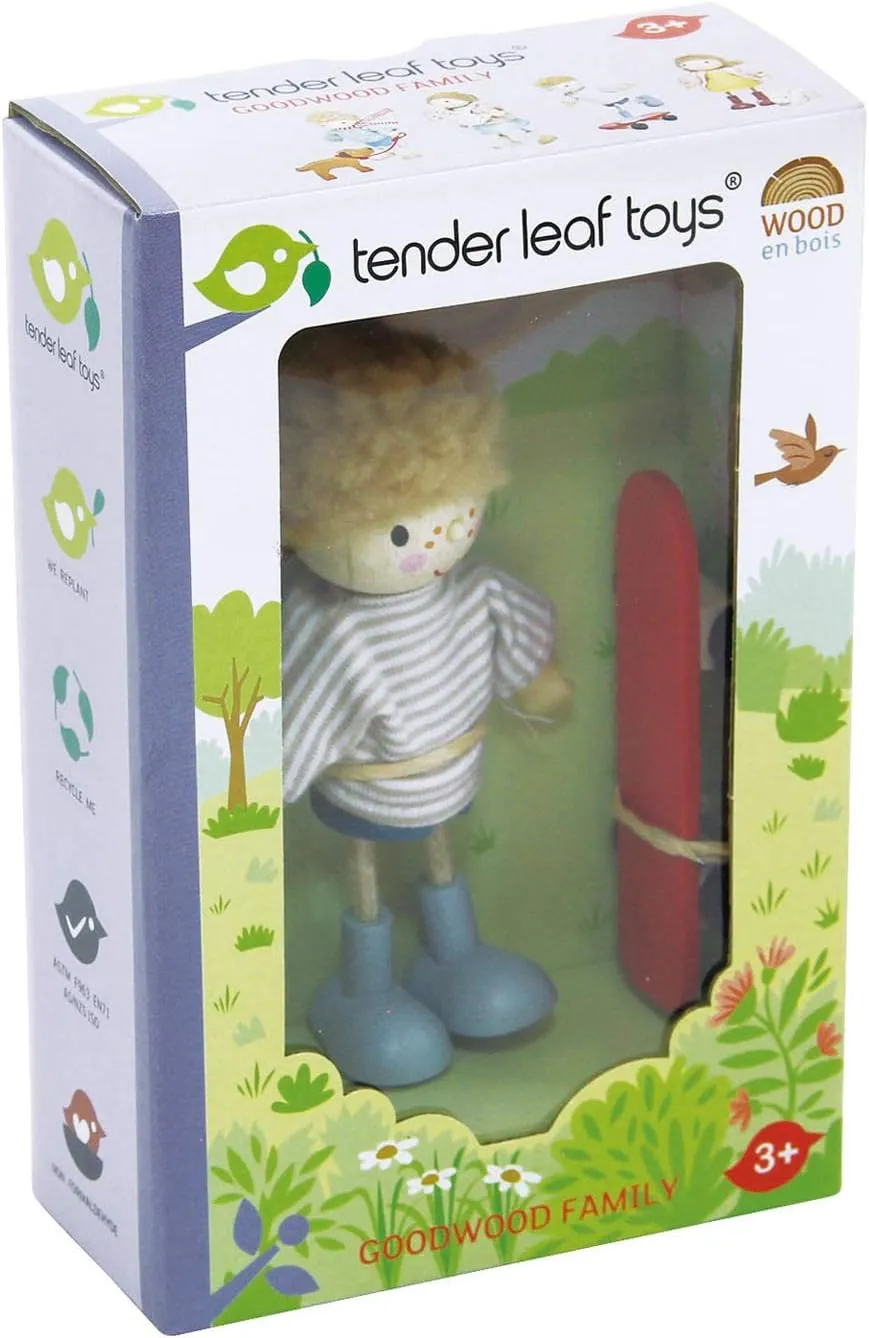 Tender Leaf Toys - The Goodwood Family - Wooden Miniatures Flexible Doll, Multicultural Action Figure for Dollhouse - Encourage Creative and Imaginative Fun Play for Children - Age 3 