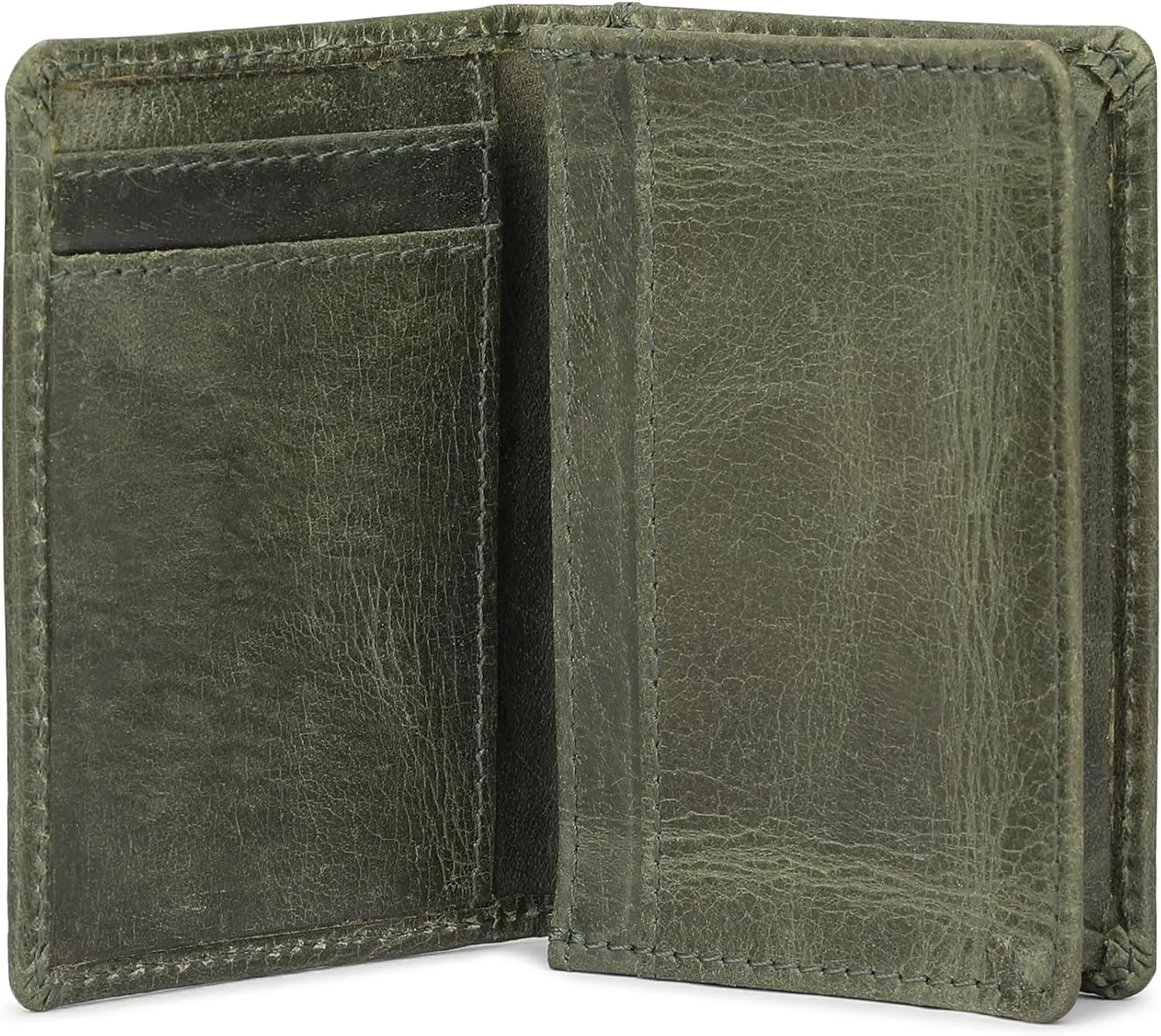 The Antiq Premium Leather Card Wallet, RFID Blocking Expandable Business Card Case, Bifold Card Holder for Men and Women, Men's Purse, Wallet for Men (Business Card Wallet, Green)
