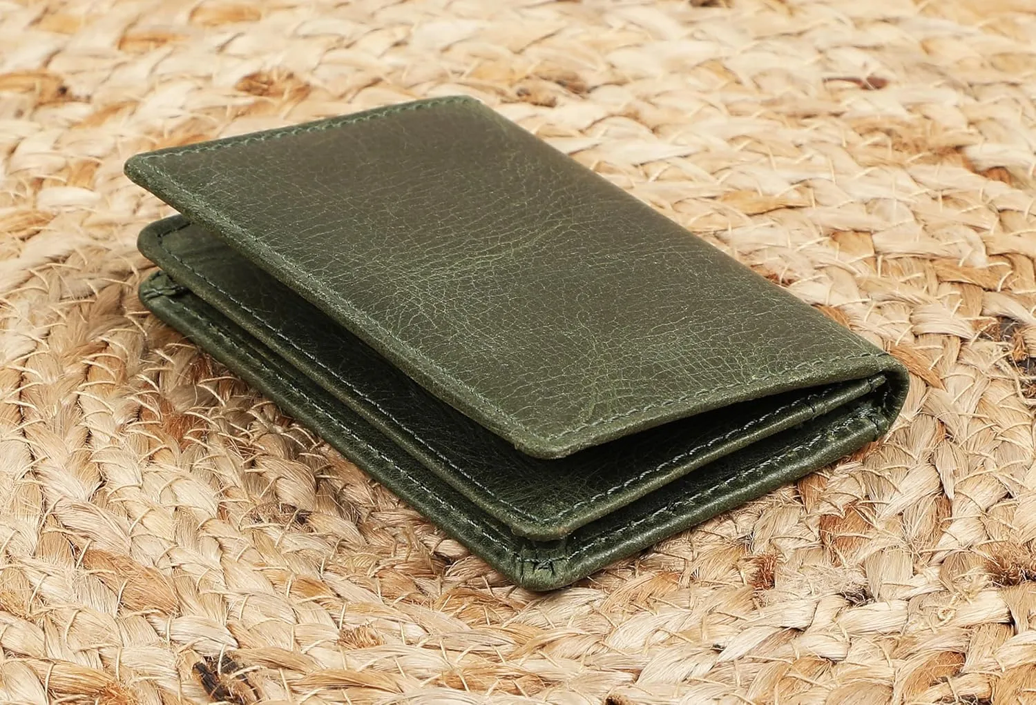 The Antiq Premium Leather Card Wallet, RFID Blocking Expandable Business Card Case, Bifold Card Holder for Men and Women, Men's Purse, Wallet for Men (Business Card Wallet, Green)