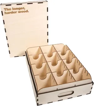 The Broken Token Longer, Harder Wood Card Case - Three Row Wooden Card Organizer Box with Mulitple Adjustable Dividers