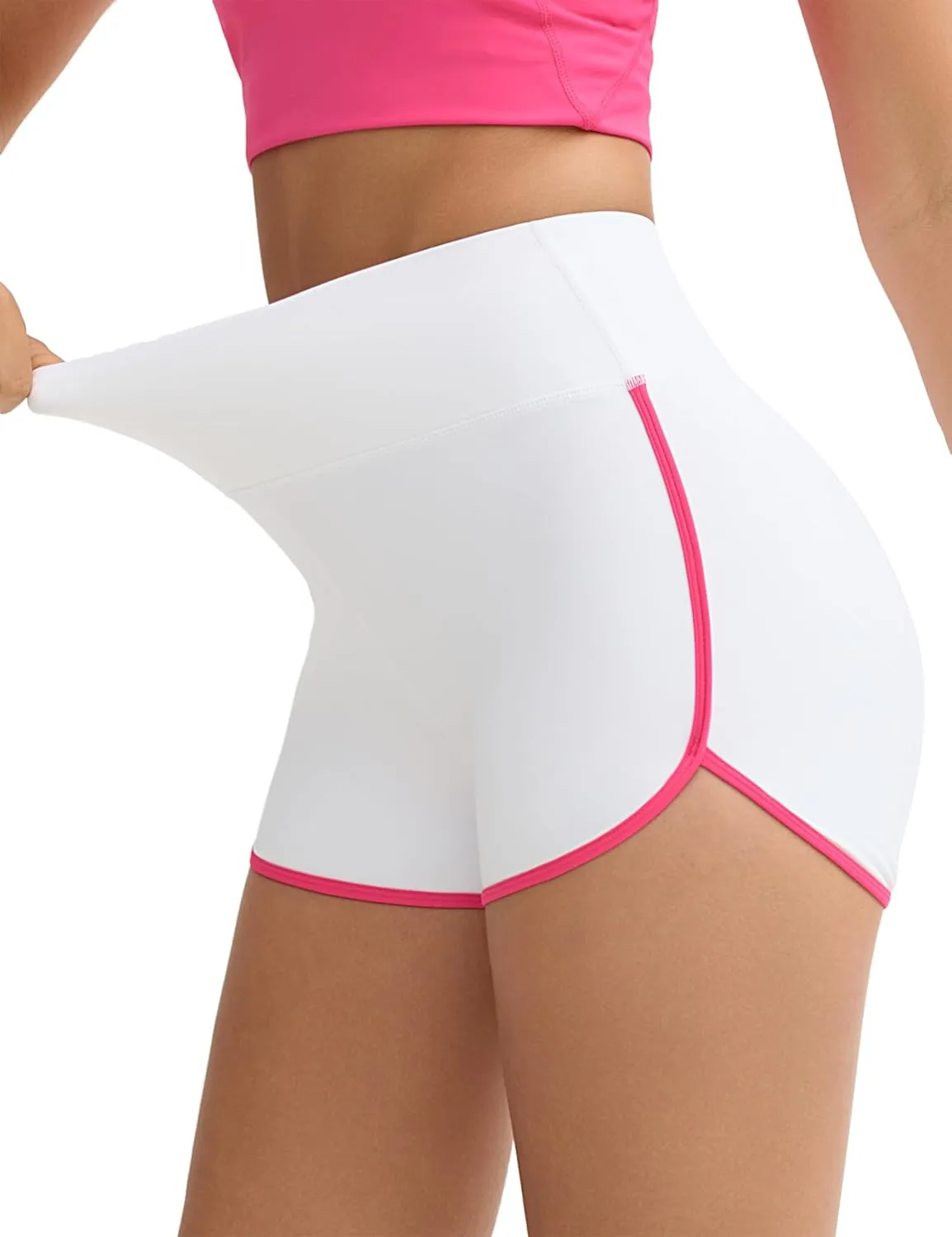 THE GYM PEOPLE Women's High Waist Workout Shorts Breathable Dolphin Split Elastic Lounge Yoga Shorts