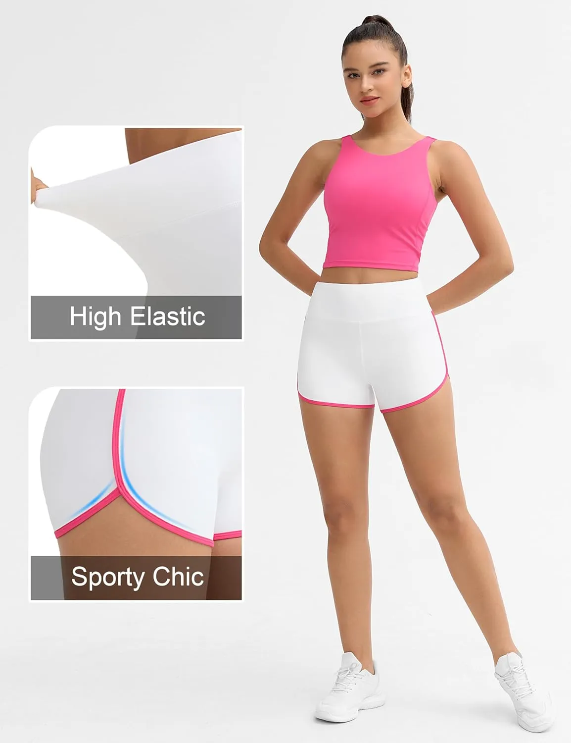 THE GYM PEOPLE Women's High Waist Workout Shorts Breathable Dolphin Split Elastic Lounge Yoga Shorts
