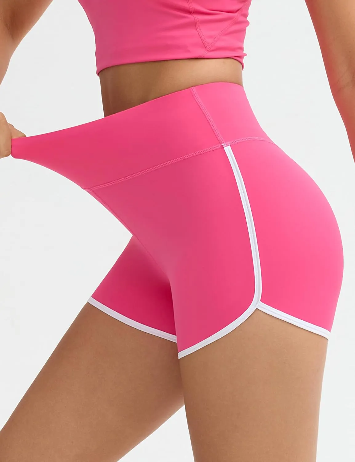 THE GYM PEOPLE Women's High Waist Workout Shorts Breathable Dolphin Split Elastic Lounge Yoga Shorts
