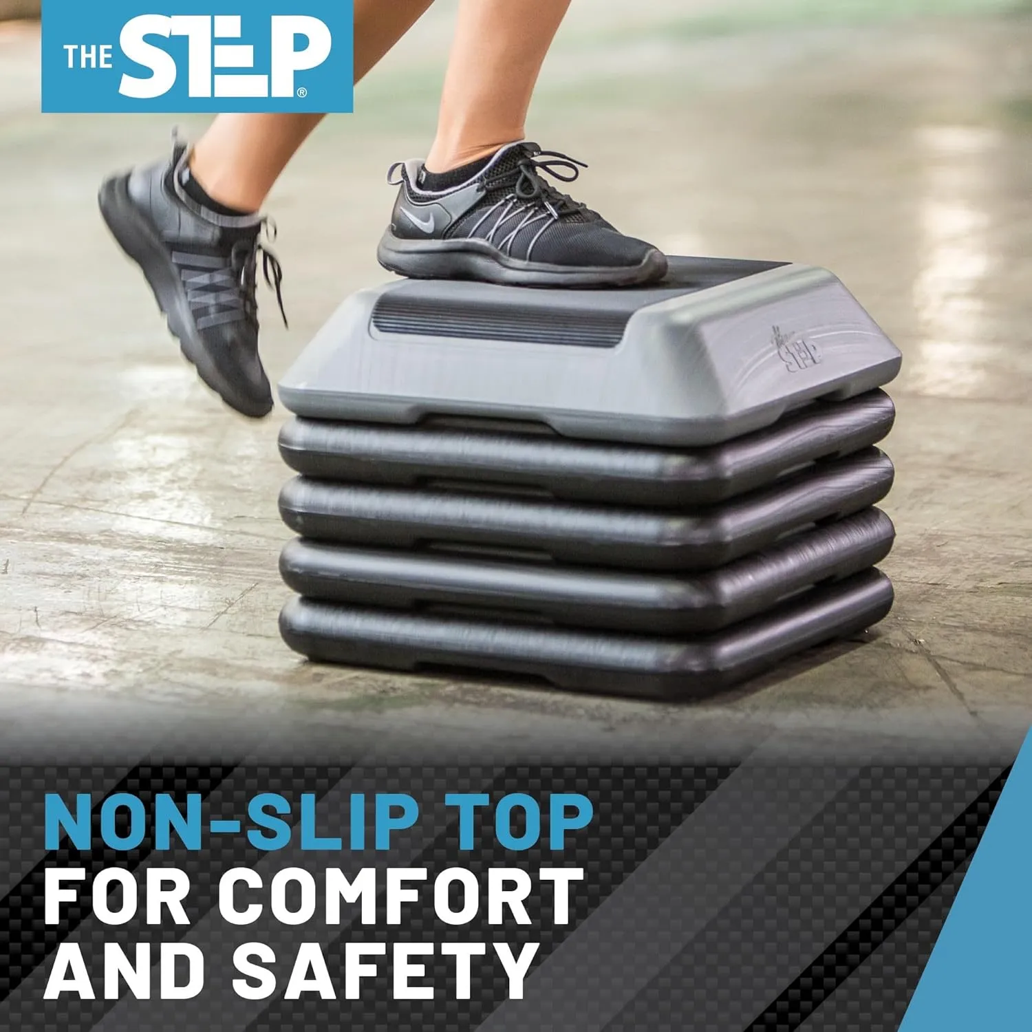 The Step Adjustable High Step Aerobic Platform with 4 Risers, Home Gym Workout Equipment, Fitness Exercise Equipment Made in the USA