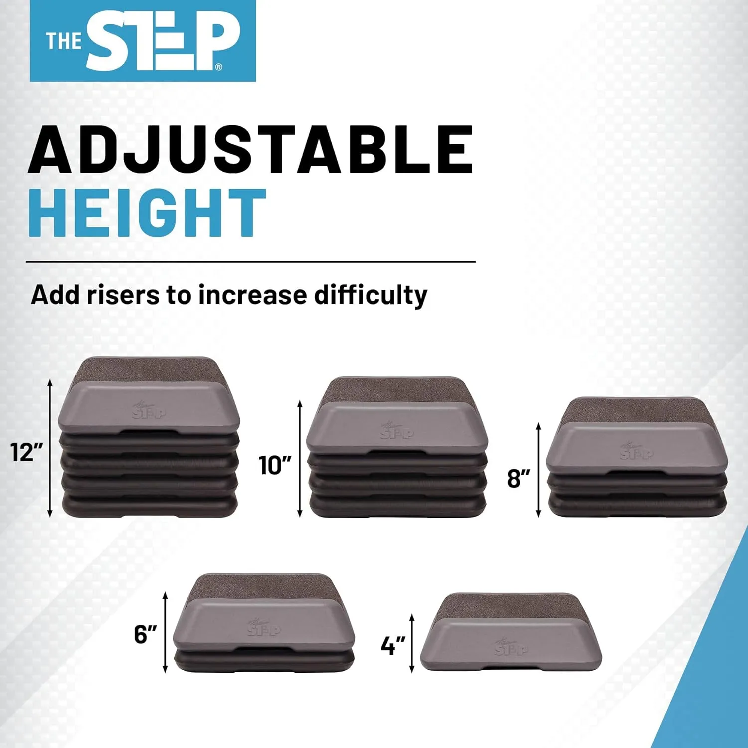 The Step Adjustable High Step Aerobic Platform with 4 Risers, Home Gym Workout Equipment, Fitness Exercise Equipment Made in the USA
