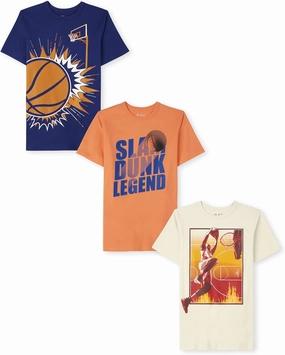 The Children's Place Boys' Sports Short Sleeve Graphic T-Shirts, Multipack