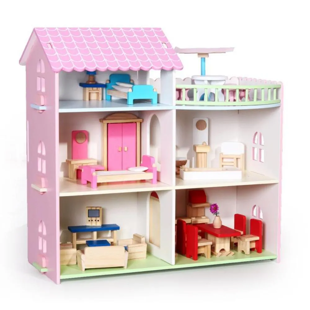 Three Story Wooden Dollhouse