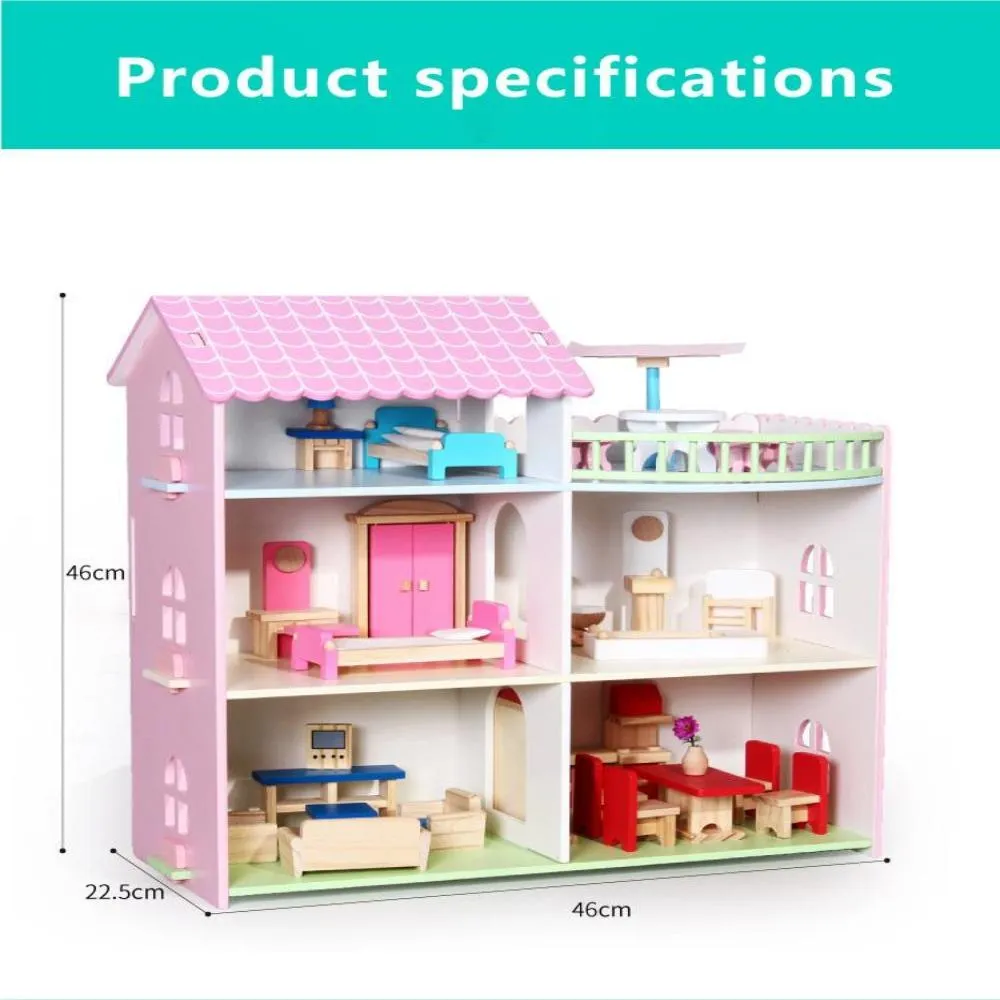 Three Story Wooden Dollhouse