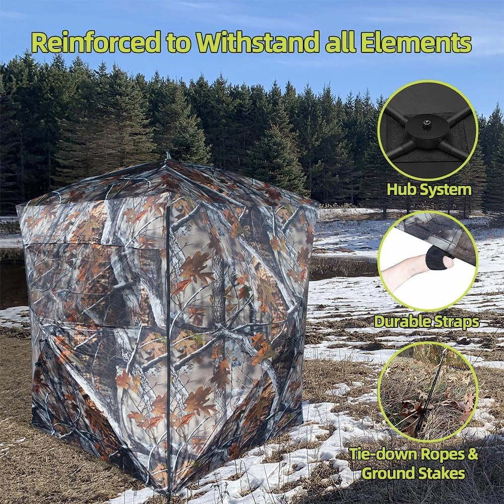 THUNDERBAY SPUR Collector 2-4 Person Hunting Blind, Portable Ground Blind with Silent Sliding Window, Portable Durable Hunting Tent for Deer & Turkey Hunting