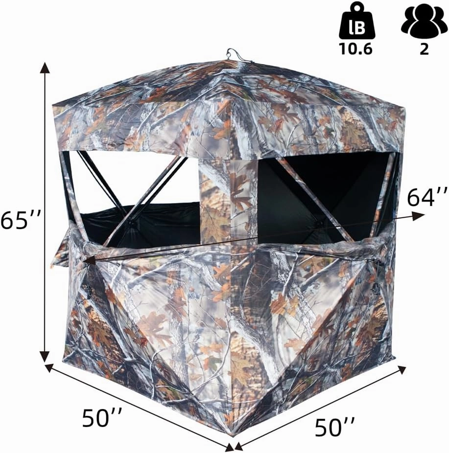 THUNDERBAY SPUR Collector 2-4 Person Hunting Blind, Portable Ground Blind with Silent Sliding Window, Portable Durable Hunting Tent for Deer & Turkey Hunting