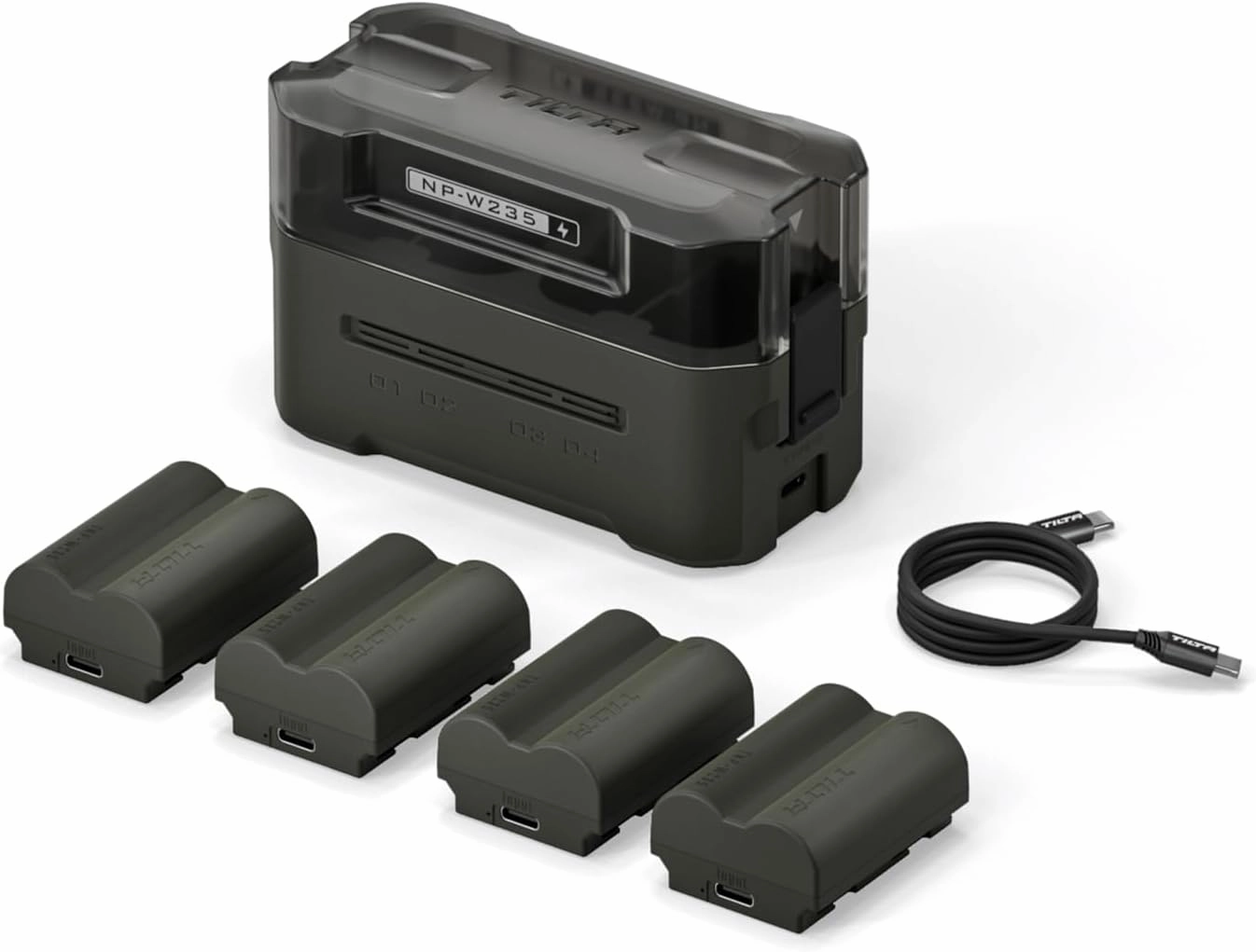 Tilta NP-W235 Battery Charging Kit with 4 USB-C Rechargeable Batteries – Compatible with Fujifilm X-T5, X-T4, X-S20, XH2, XH2S, GFX100 II, GFX100S, GFX100RF, GFX50S, GFX50S II– Green